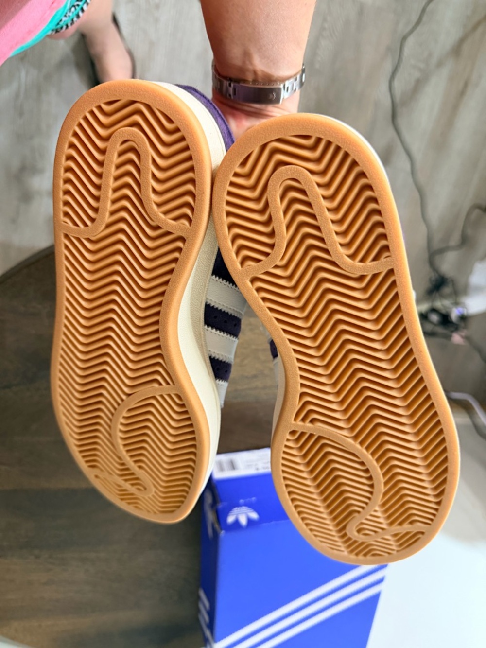 adidas Purple Suede Campus Sneakers with White Stripes - Picture 6 of 7